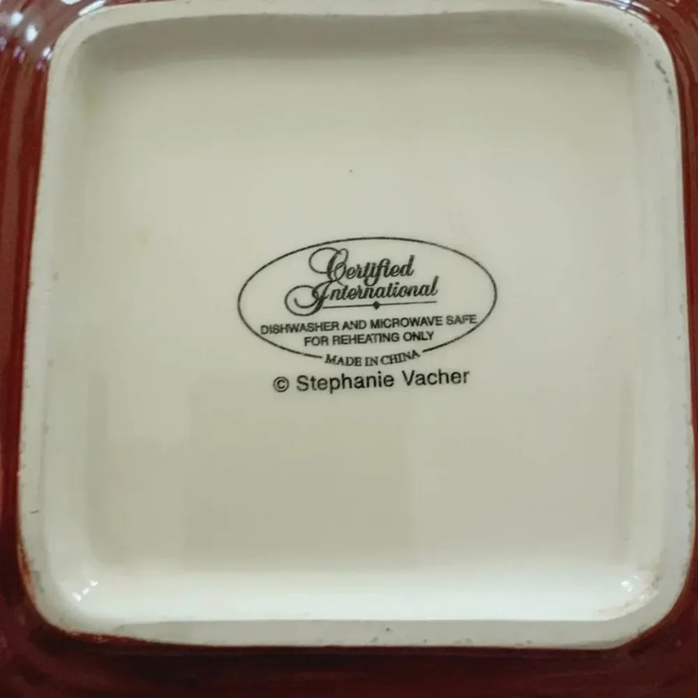 Certified International French Olives Collection Square Canape Plates set of 4